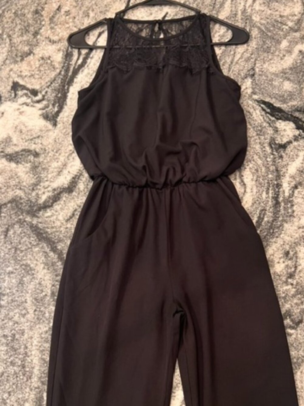 City‎ Triangles Black Lace Jumpsuit Sleeveless Jrs. XS Vintage Y2K